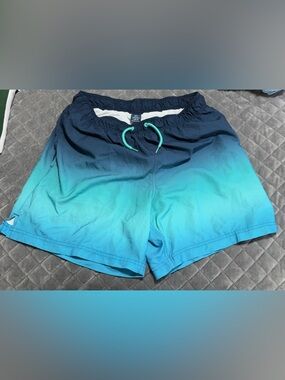George Men's Ombre Blue Aqua Swim Board Shorts